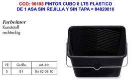 Cubo de plástico de 8 litros con asa sin rejilla y sin tapa