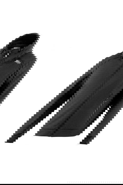 Sparco SBMJ0004B0K012XL Chaqueta Softshell con Capucha Ligera de Entretiempo Repelente al Agua con Forro Polar Talla XXL Bk