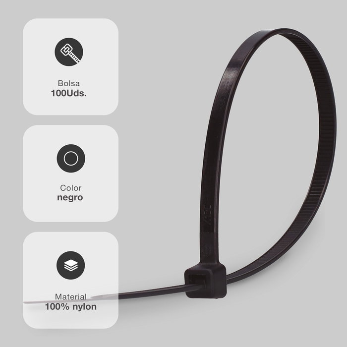 Hantums Bolsa de 100 bridas de nylon 760x8,8mm Negro Hantums Bolsa de 100 bridas de nylon 760x8,8mm Negro