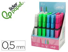 Liderpapel Portaminas Colección 2 con fuelle y goma, acabado soft touch, 0,5 mm, 4 colores surtidos