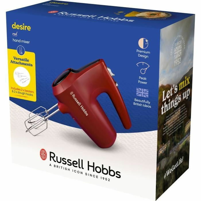 Russell Hobbs Batidora de mano Desire Red, 185 W, 5 velocidades, Rojo
