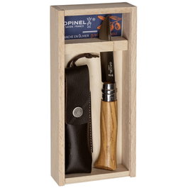 Opinel Navaja No. 08 de madera de olivo con funda