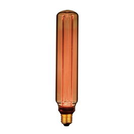 Fbright Bombilla LED Decorativa T60 Tubular E27 4W 200 Lm 1800K Luz Cálida Ø60x300 mm Vintage Cristal Dorado Ámbar