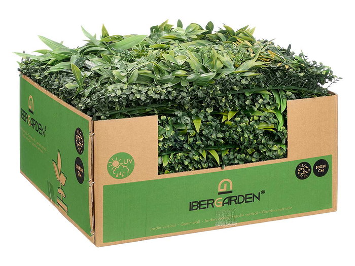 Ibergarden Jardín Vertical Hoja Morada Amarilla 54x54x3 cm Plástico Verde Amarillo Morado (Set de 10)