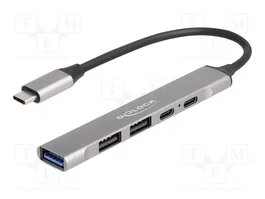 DeLOCK 64298 Hub USB tipo C Slim con 4 puertos y PD 95 W