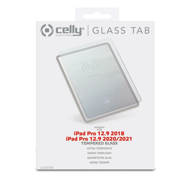 Celly Protector de Pantalla de Vidrio Templado 9H para Apple iPad Pro 12.9 pulgadas (2018/2020/2021), Anti-Huellas y Resistente a Rayones, 1 Unidad