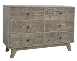 DKD Home Decor Comoda Indio Khem Carving 40x81x118 cm Tallado Mango