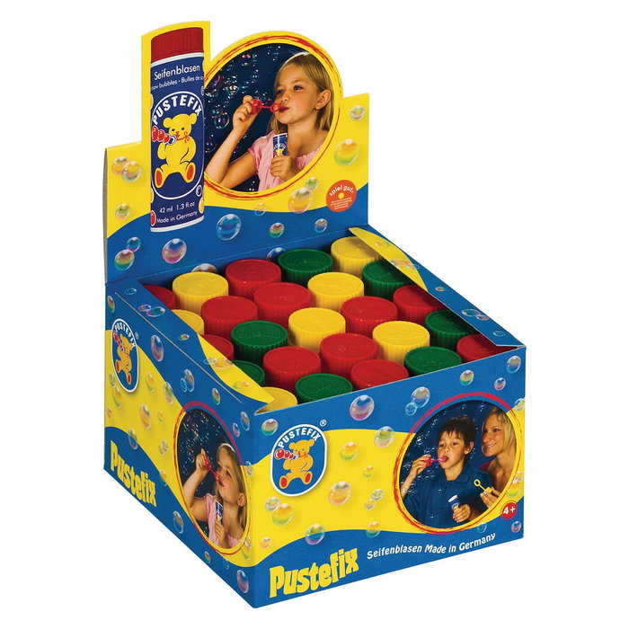 PUSTEFIX Klassik - Lote de 1 x Pompas de Jabón con Varita Mágica, Burbujas Gigantes, Botella 42ml, Multicolor, Juguete para Niños a Partir de 4 Años (DAM 4869210)