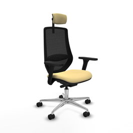 PIQUERAS Y CRESPO Silla de oficina Mardos con mecanismo Sincro/Traslack, Crema y Negro