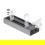 DeLOCK SuperSpeed USB Hub con 10 Puertos y Interruptor, USB 3.2 Gen 1 Type-A, 5 Gbps, Aluminio Gris