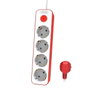 PHILIPS Base múltiple de 4 tomas - blanco/rojo