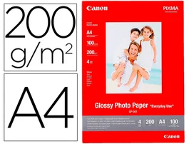 Canon Pixma Papel Fotográfico Brillo DIN A4 200g/m² Ink-jet Paquete 100 Hojas