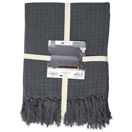Home Deco Factory Manta Gofrada Gris Oscuro 170x250 cm