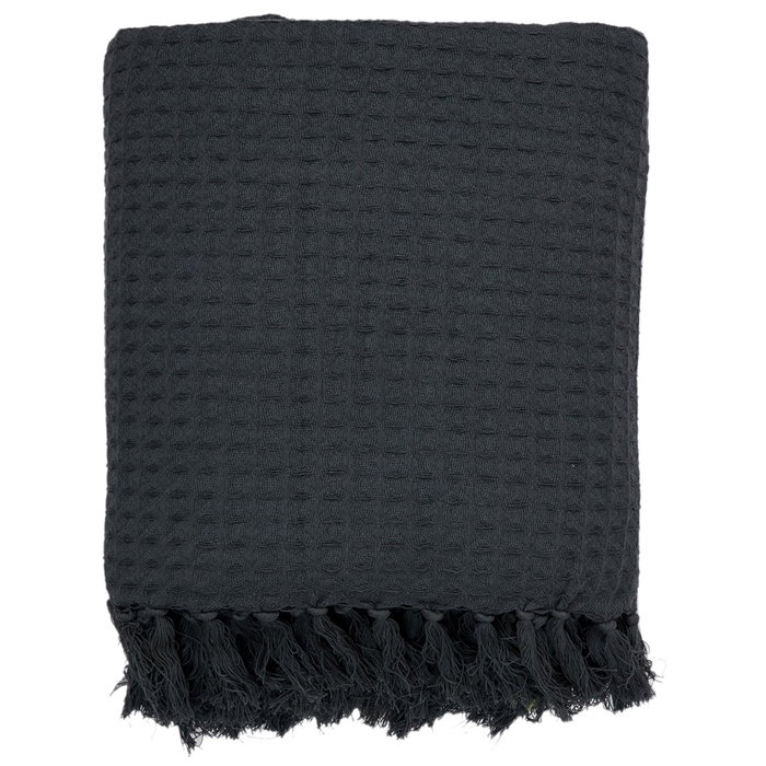 Home Deco Factory Manta Gofrada 100% Algodón Gris Oscuro para Sofá 170x250 cm