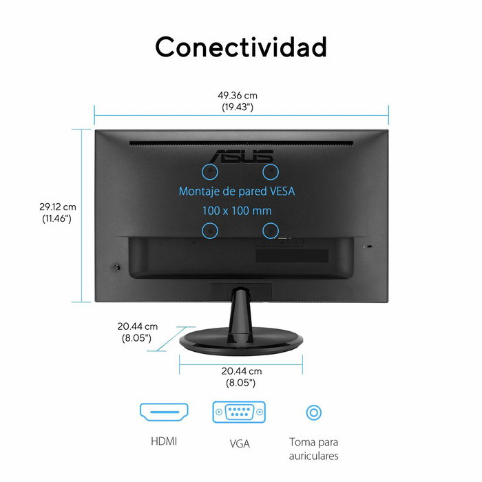 Asus Monitor EyeCare VP229HF 21,45 pulg Full HD IPS 100 Hz Negro