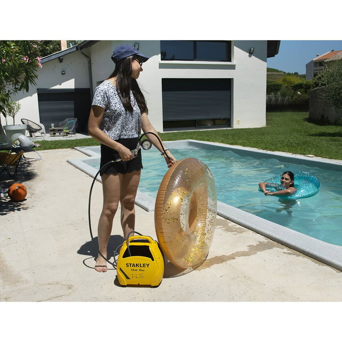 Stanley Compresor de aire sin tanque 1.5 CV con kit de inflado Stanley Compresor de aire sin tanque 1.5 CV con kit de inflado