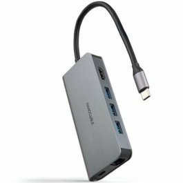 Nanocable Hub USB-C 8 en 1 con HDMI 4K, 3xUSB-A 3.0, RJ45, SD/TF y Carga PD 100W Gris