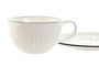 DKD Home Decor Taza Set Plato Tradicional Blanco Negro 6 Unidades 250ml Porcelana Apto Microondas y Lavavajillas 15.5 x 6.7 x 15.5 cm