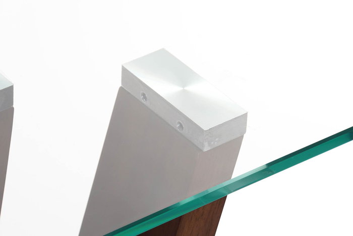 DKD Home Decor Consola Rebeca Moderno Nogal y Cristal Marrón Transparente 45 x 75 x 145 cm