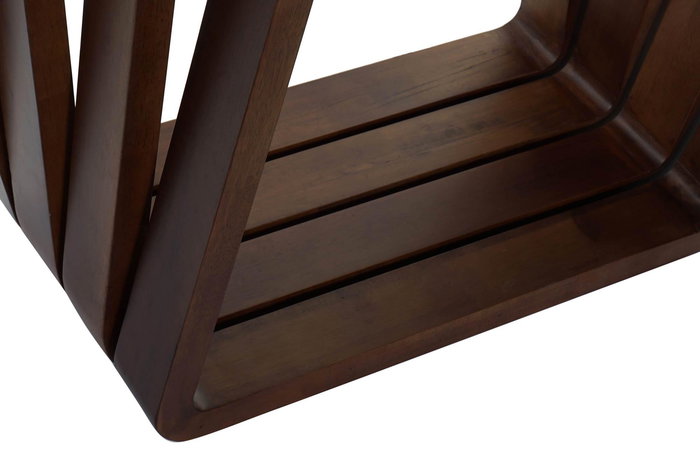 DKD Home Decor Consola Rebeca Moderno Nogal y Cristal Marrón Transparente 45 x 75 x 145 cm