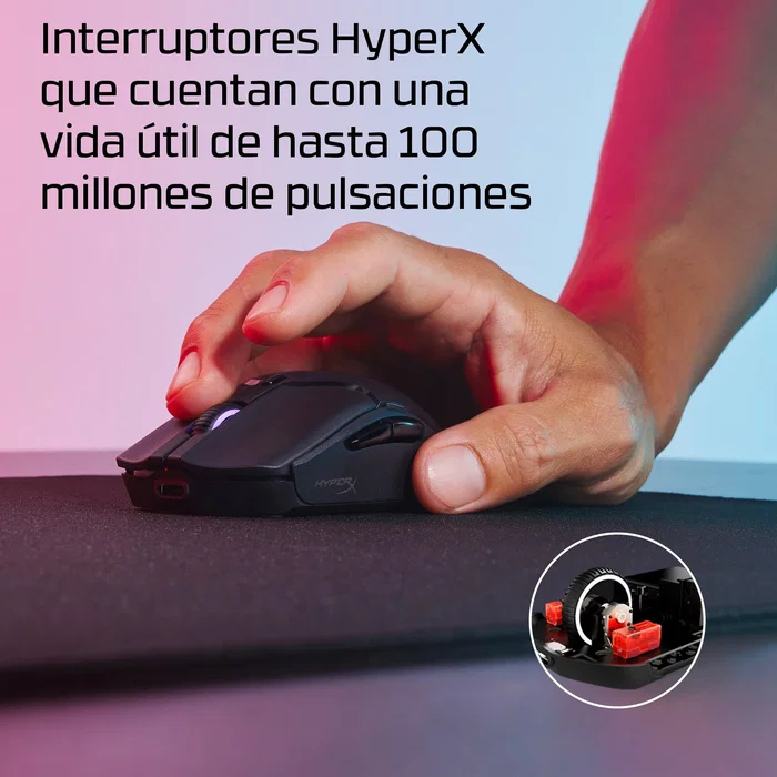 HyperX Pulsefire Haste 2 Mini, Ratón Gaming Inalámbrico Negro