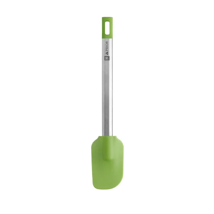 BRA Prior A197006 Espátula de Cocina de Nylon y Silicona, Mango de Acero Inoxidable con Agujero para Colgar, Verde, apta para Lavavajillas, 1 Unidad