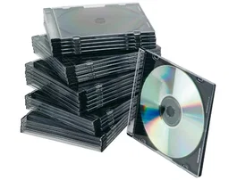 Q-connect Caja de CD slim con interior negro, pack de 25 unidades