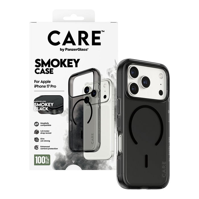 PanzerGlass CARE BY FLAGSHIP URBAN EXP Funda Negra con MagSafe para iPhone 17 Pro, Resistente a Rayones y Golpes