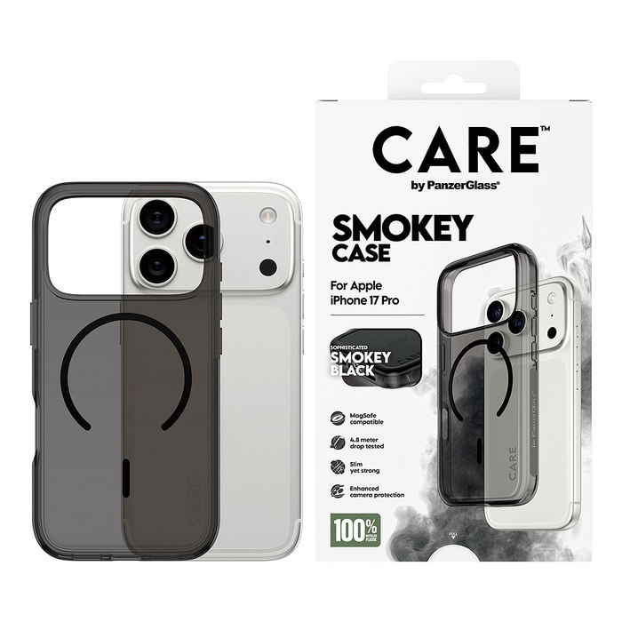 PanzerGlass CARE BY FLAGSHIP URBAN EXP Funda Negra con MagSafe para iPhone 17 Pro, Resistente a Rayones y Golpes