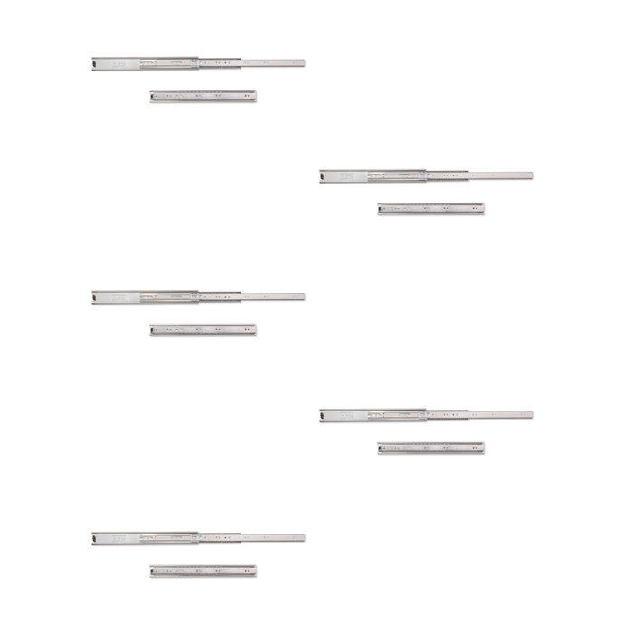 Emuca Lote de 5 juegos de guías para cajones, de bolas, altura 45mm, profundidad 350mm, extracción total, Cincado Emuca Lote de 5 juegos de guías para cajones, de bolas, altura 45mm, profundidad 350mm, extracción total, Cincado