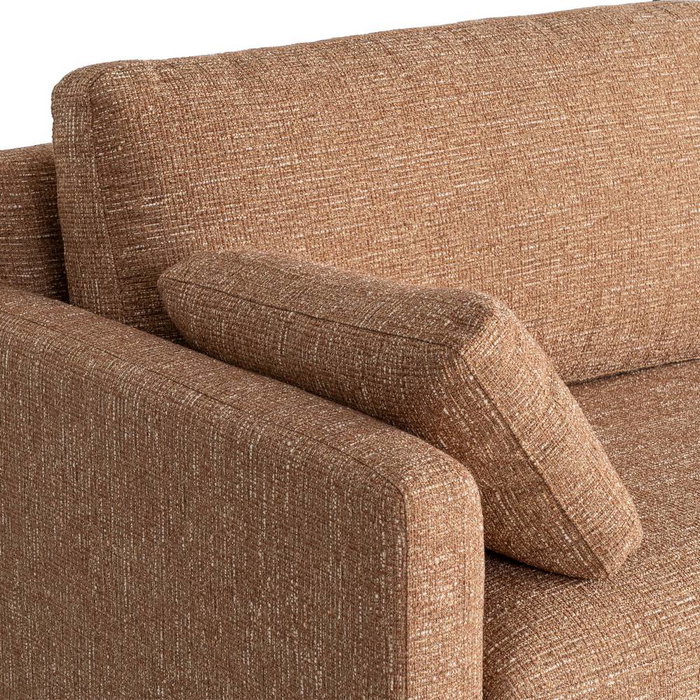 Sofá 3 Plazas Ocre Tejido-Madera 221 X 90 X 87 cm