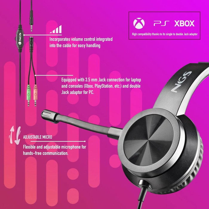 NGS MSX 10 Pro Auriculares Supraurales con Micrófono Negro