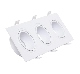 Downlight Rectangular Blanco 3xGU10 Aro para Foco Empotrable Policarbonato