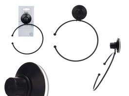 Berilo Toallero Metal Negro Mate Sencillo Ventosa 16 x 20 x 4 cm ABS Acero (Set de 12)