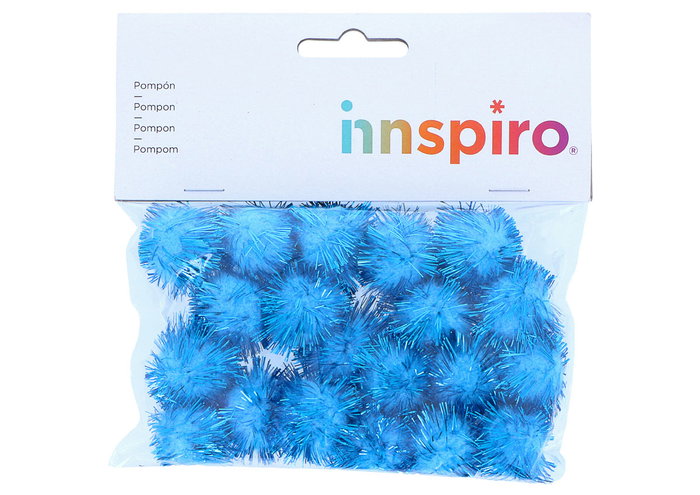 Innspiro Pompones brillantes azul 25mm 20u.