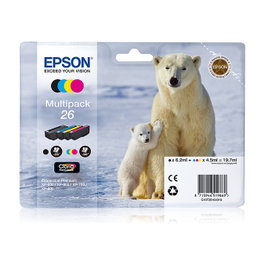 Epson T2616 Multipack #26 - Cartuchos de Tinta Originales para Epson Expression Premium XP-820/720/625/620/520 - Negro, Cian, Magenta, Amarillo - 6,2 ml y 4,5 ml - OEM C13T26164010