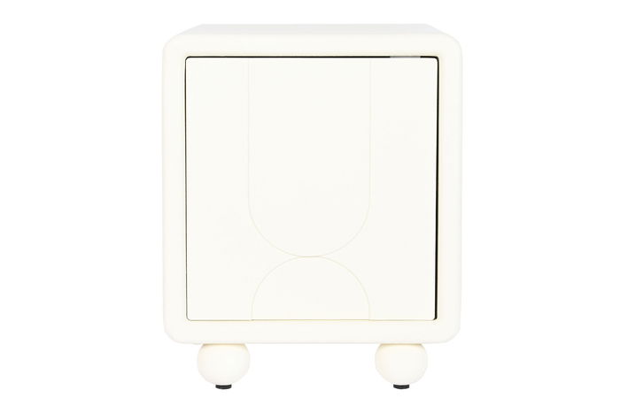 DKD Home Decor Mesita de Noche Moderna Blanco 1 Puerta 40 x 55 x 45 cm