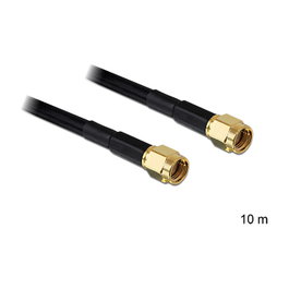 DeLOCK Cable coaxial LMR195 RP-SMA a RP-SMA, 10m, Negro