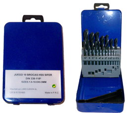 SIFER Juego de Brocas HSS de 1-10 mm, 19 Unidades con Estuche Metálico
