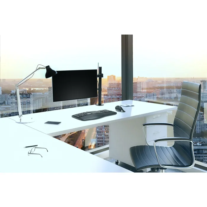 Kensington K55408WW Brazo de Montaje para Monitor de hasta 34", 8 kg, Soporte de Escritorio Ergonómico con SmartFit, Rotación 180°, Giro 90°, Negro, VESA 75/100