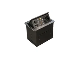 Equip Regleta 333341 con 3 Tomas de Corriente, HDMI y Ethernet para Mesa, Negro