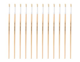 Innspiro Caja de 12 pinceles de cerda natural redondo mango largo nº08