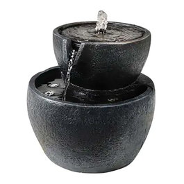 Lumineo Fuente Solar Exterior IPX8 de Poliresina Gris, Bomba JT-180 (100-350 L/h), ø21 x 21 cm