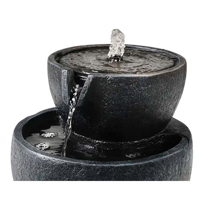 Lumineo Fuente Solar Exterior IPX8 de Poliresina Gris, Bomba JT-180 (100-350 L/h), ø21 x 21 cm