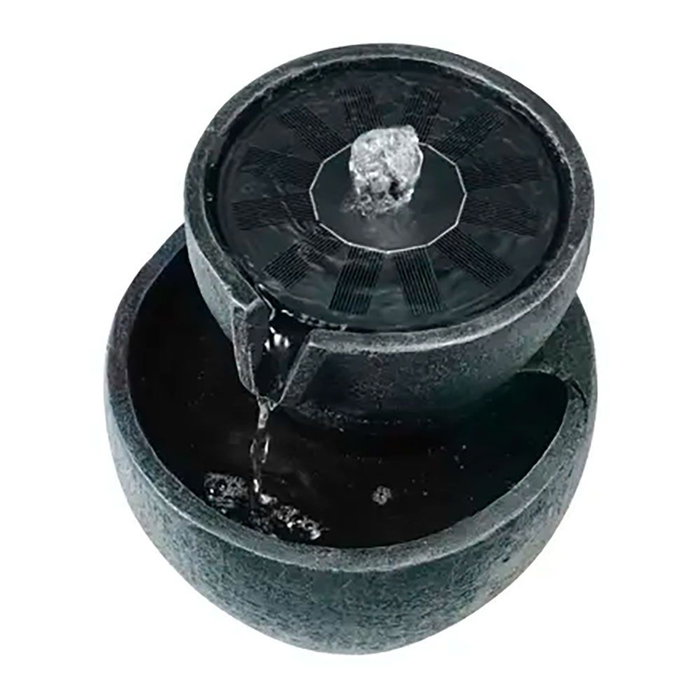Lumineo Fuente Solar Exterior IPX8 de Poliresina Gris, Bomba JT-180 (100-350 L/h), ø21 x 21 cm