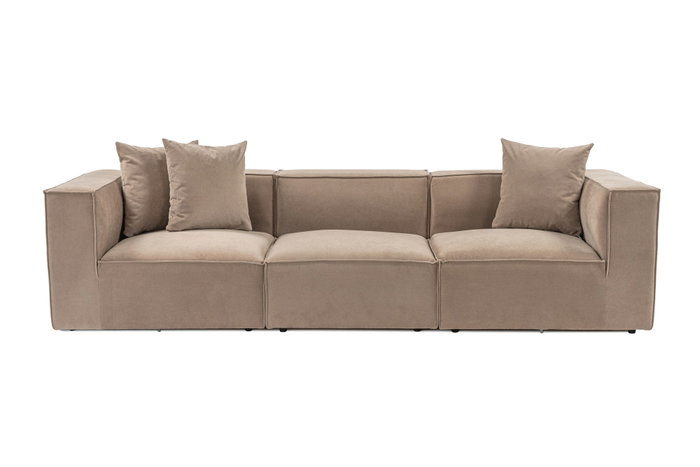 Atelier Del Sofa Sofá Sora 3 de 3 Plazas, Color Cappuccino, Tela 100% Lino, 270 cm Ancho Atelier Del Sofa Sofá Sora 3 de 3 Plazas, Color Cappuccino, Tela 100% Lino, 270 cm Ancho