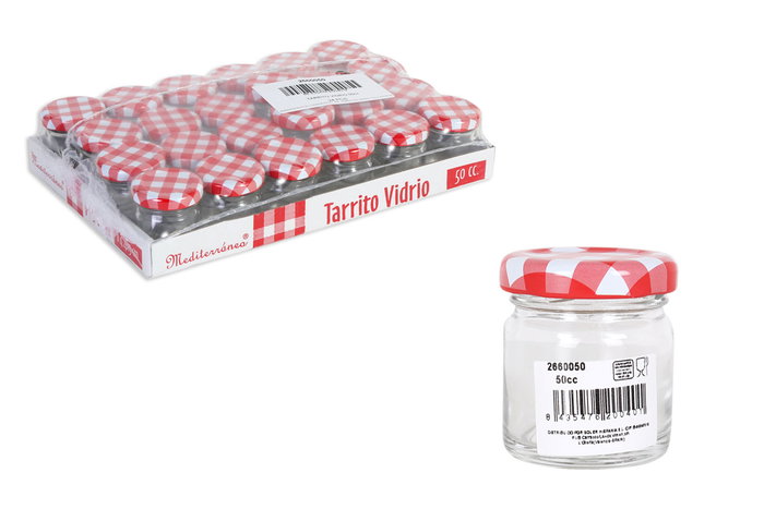 Mediterraneo Tarrito Vidrio 50 Cc C/Tapa B1 1/2 4,3x5x4,3 Cm (24 Unidades)