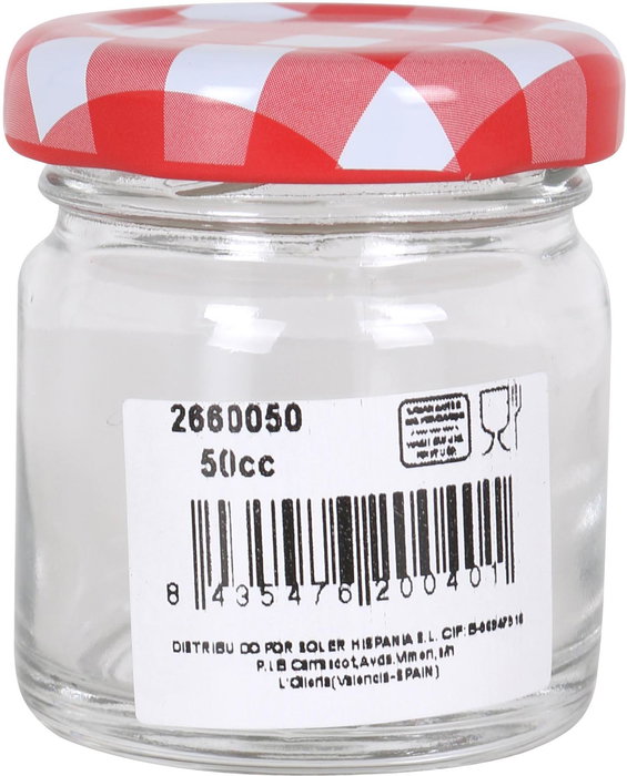 Mediterraneo Tarrito Vidrio 50 Cc C/Tapa B1 1/2 4,3x5x4,3 Cm (24 Unidades)