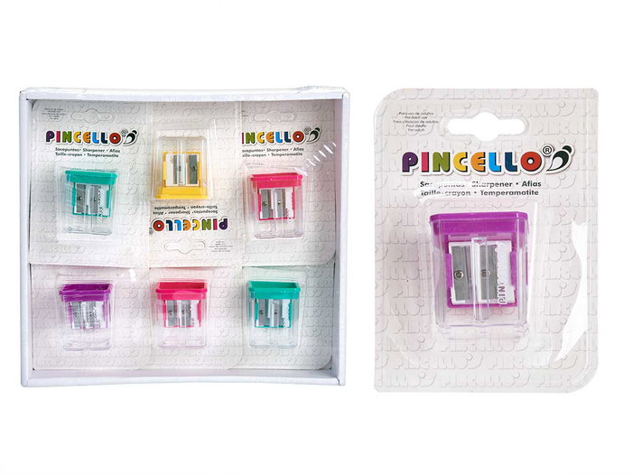 Pincello Sacapuntas Doble Cuadradas Surtidos 9.5x13.5x4 cm (Set de 24)