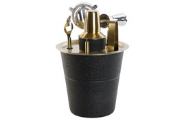 DKD Home Decor Coctel Loft Negro Dorado Inox 22 x 21 x 22 cm Set de 7